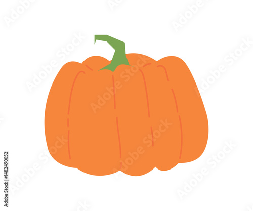 Simple flat cartoon illustration of pumpkin isolated on white