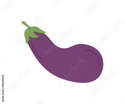 Simple flat cartoon illustration of eggplant isolated on white