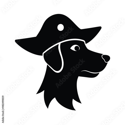 dog head with pirate hat silhouette