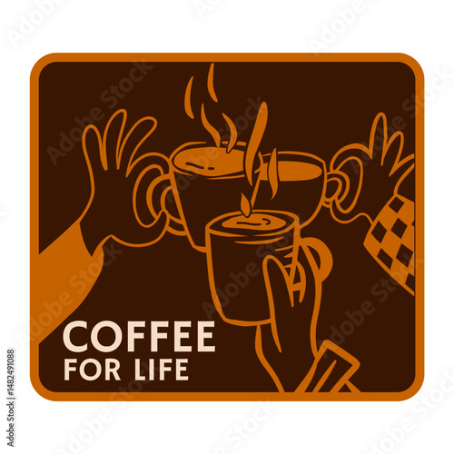 coffee shop sign sticker logo vector illustration