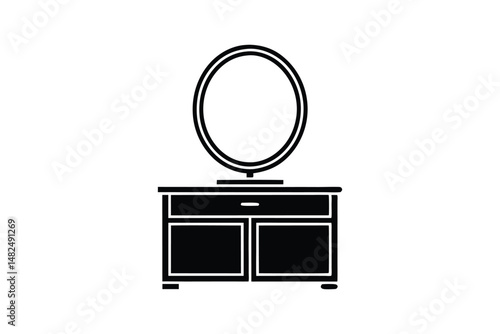 Silhouette art illustration of a bathroom mirror above a vanity.eps