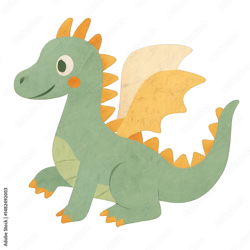 Fototapeta premium PNG Cute whimsical dragon illustration.