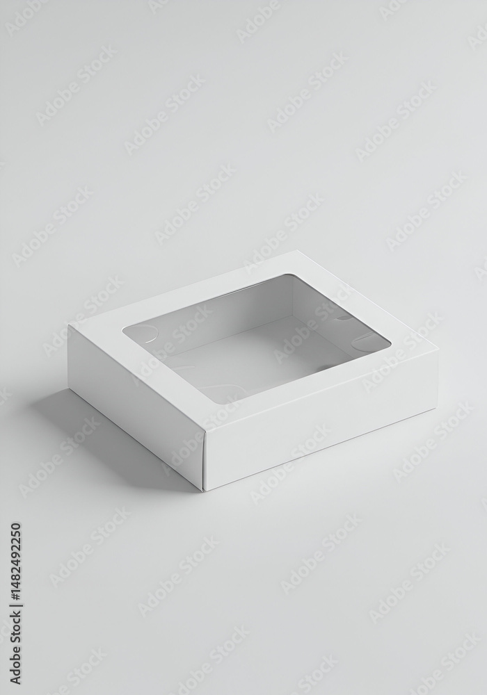 Fototapeta premium Empty White Cardboard Box with Clear Window for Mockups