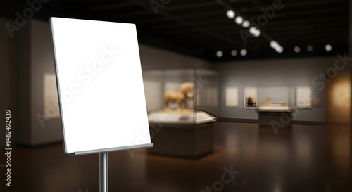 Blank museum display stand, ready for your message.