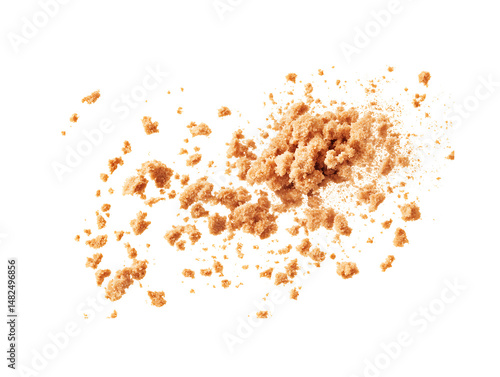 Pile cake crumbs, cookie flying isolated on white isolated on PNG 