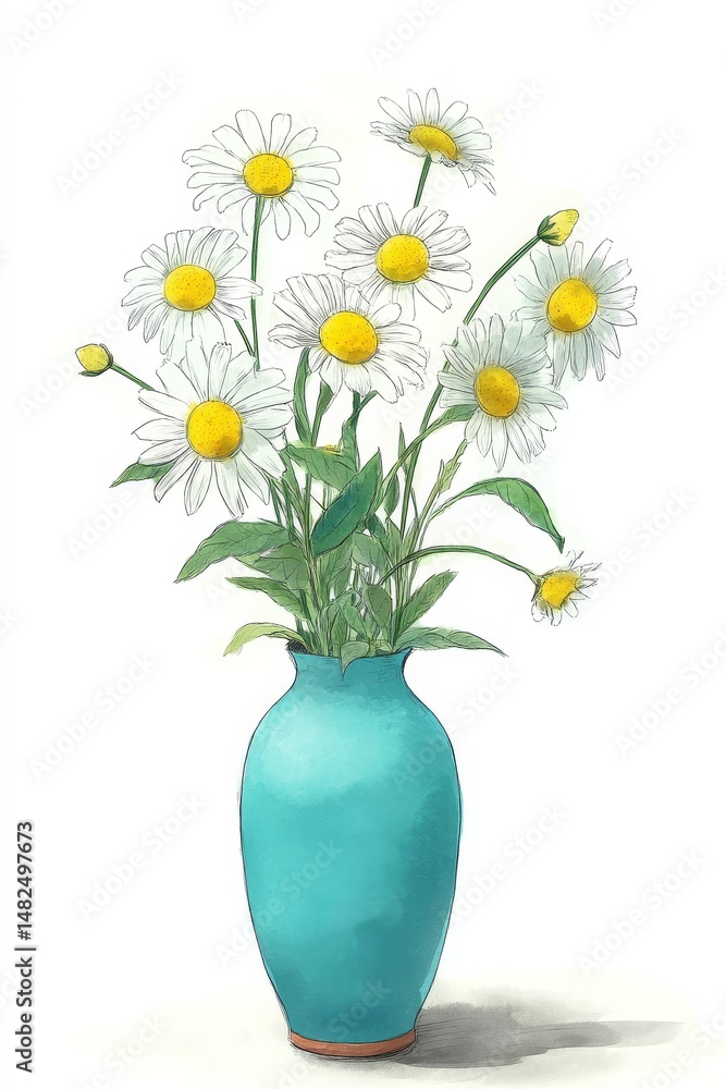 A Bouquet of Daisies in a Blue Vase A Bouquet of Daisies in a Blue Vase