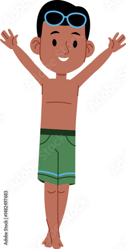 Happy Boy in Swimwear