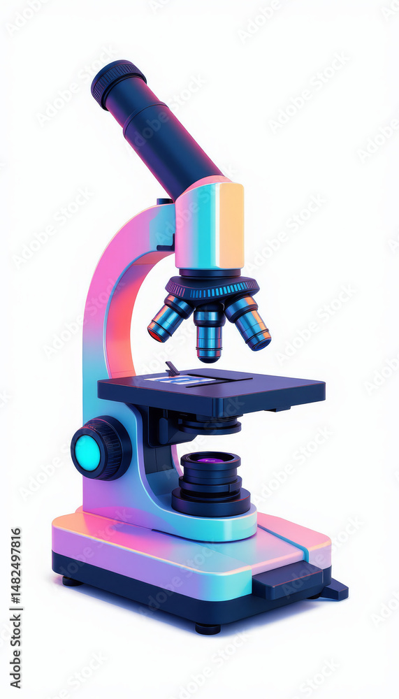 Minimalist modern microscope with sleek design and vibrant pastel colors, perfect for scientific exploration and education Minimalist modern microscope with sleek design and vibrant pastel colors, perfect for scientific exploration and education