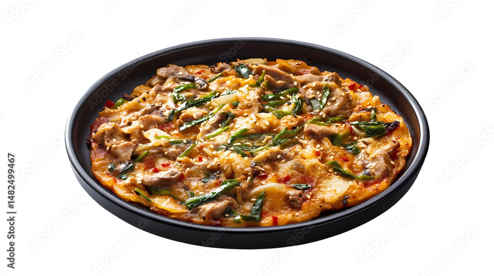Korean Kimchi Jeon Savory Pancake Recipe isolated on transparent background Korean Kimchi Jeon Savory Pancake Recipe isolated on transparent background