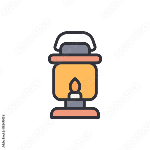 Illuminated Vintage Lantern With Gentle Flame On A Transparent Setting