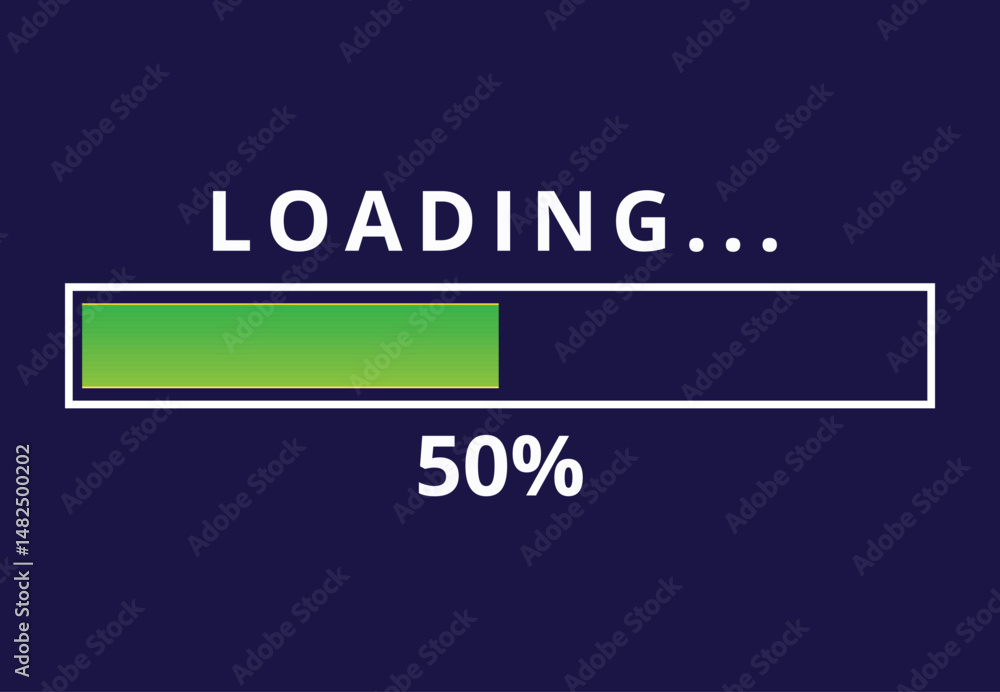 Vector illustration of loading bar for websites and graphic resources, 50% loaded loading bar. Vector illustration of loading bar for websites and graphic resources, 50% loaded loading bar.