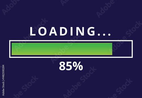 Vector illustration of loading bar for websites and graphic resources, 85% loaded loading bar.