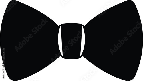 A classic black bow tie silhouette, perfect for use in fashion-related projects, design templates, or presentations.