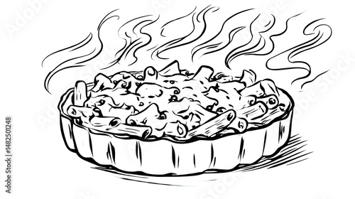 Hot Mac and Cheese Doodle A Tasty Cartoon Dish Fresh from the Oven.