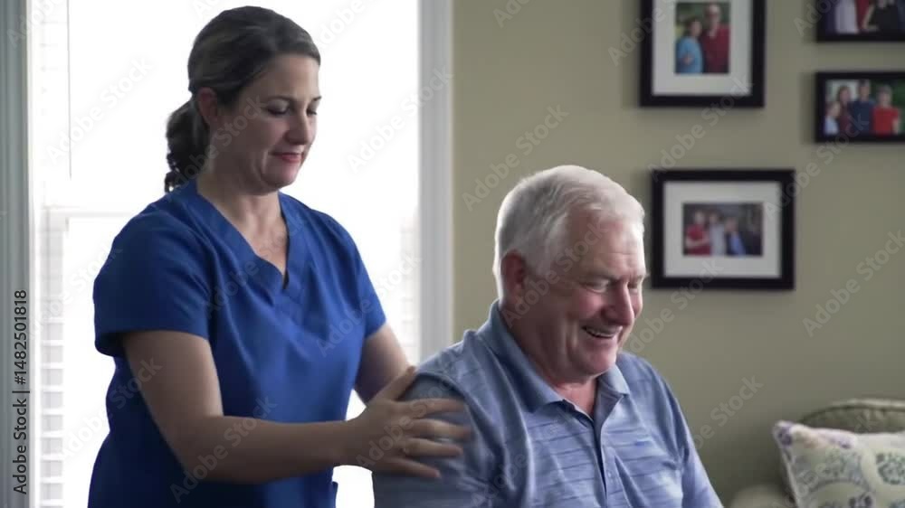 Video of physical therapist assisting senior patient at home Video of physical therapist assisting senior patient at home