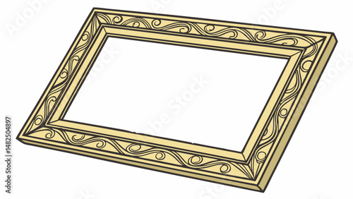 Vector vintage golden picture frame with intricate designs, perfect for displaying cherished memories