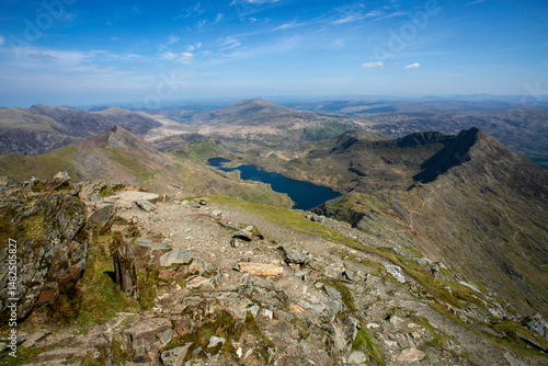 View from the summit of Mount Snowdon or Eryri, Wales' largest National Park
