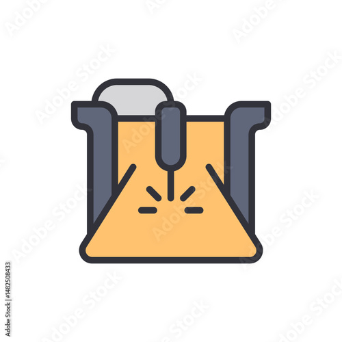 Stylized Illustration Of A Metalworking Foundry Or Molten Metal Processing