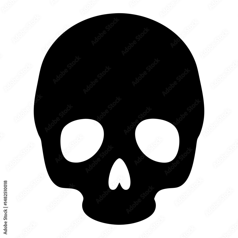 Simple Black Skull Illustration, Symbolic of Mortality and Halloween Themes Simple Black Skull Illustration, Symbolic of Mortality and Halloween Themes