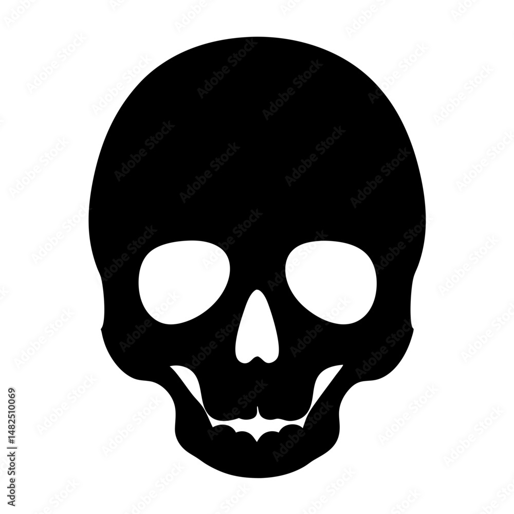 Simple Skull in Black and White, Isolated on a White Background Simple Skull in Black and White, Isolated on a White Background