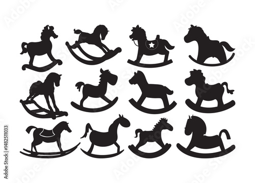 Rocking Horse vector, Rocking Horse clipart, Rocking Horse silhouette