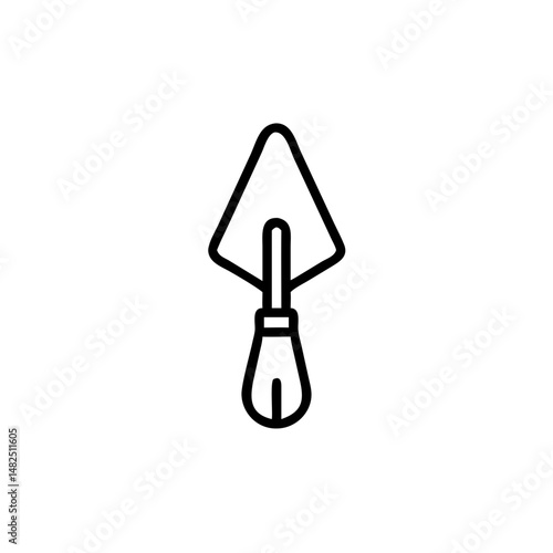 Garden trowel tool design in minimal style with black outline  