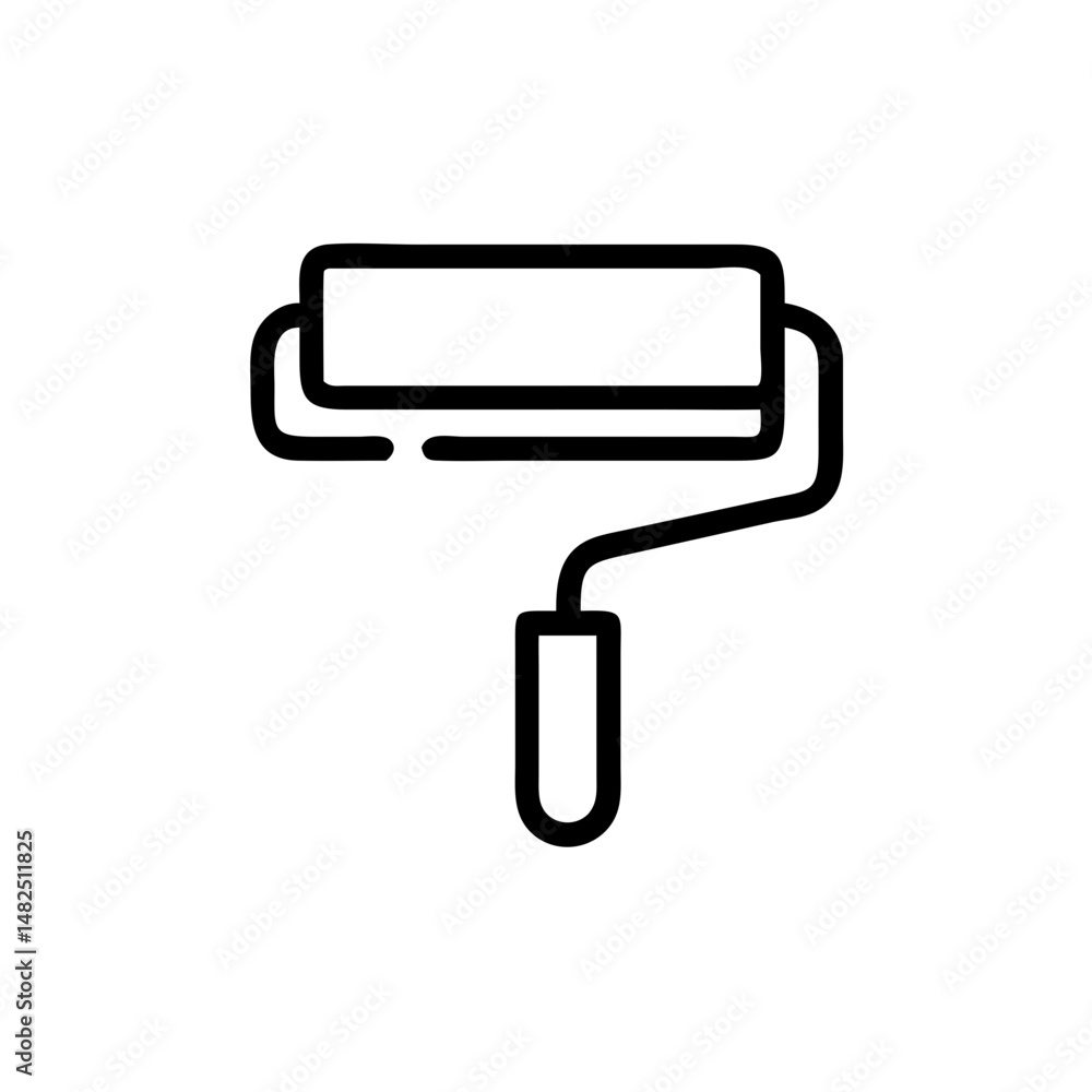 Paint roller in minimalist design with simple black outline Paint roller in minimalist design with simple black outline