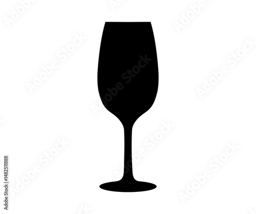 Wine glass silhouette icon. Alcohol and cocktail drink menu. Glass drink champagne illustration on transparent background. 
