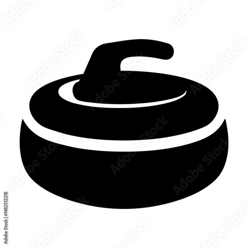 Isolated Black Curling Stone Image Depicting The Winter Olympic Sports Equipment