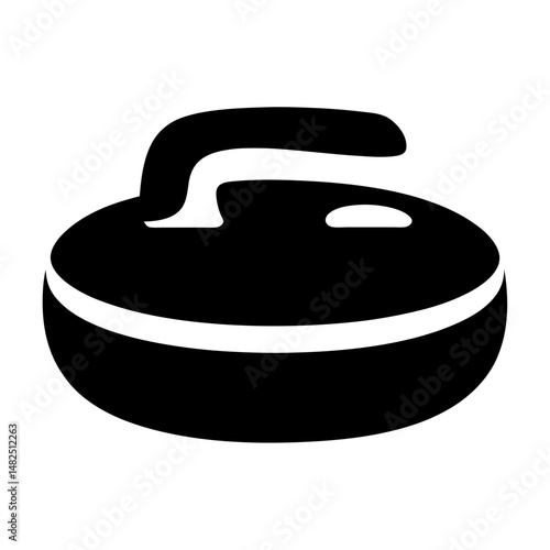 Vector Graphic of a Curling Stone with Handle, Ready for Winter Sports