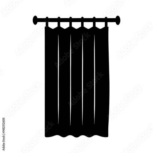 Elegant silhouette of a curtain hanging on a rod with rounded finials