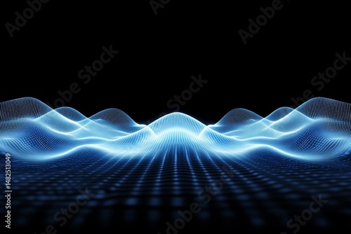 Abstract Digital Waveform on a Grid Background