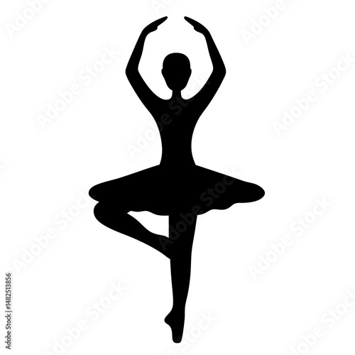 Elegant Ballerina Silhouette in Classic Pose, Depicting Grace and Artistic Expression