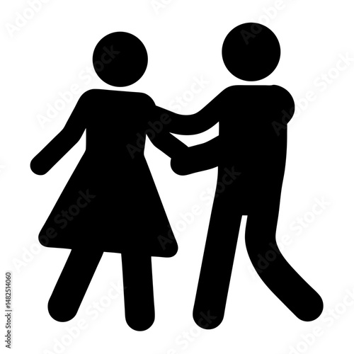 Dancing couple silhouette illustration, representing a man and a woman together