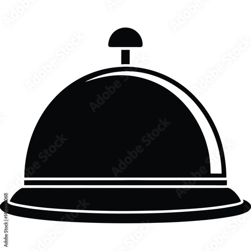 Silhouette illustration of a classic service bell with transparency on white background