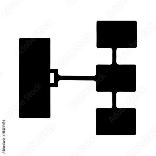 Simplified schematic representation of a drivetrain, or a multi level connectivity chart
