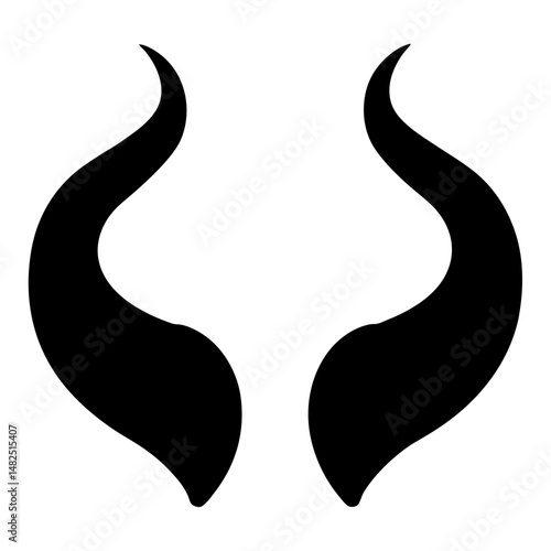 Evil black horns, isolated on white background, perfect for Halloween costumes