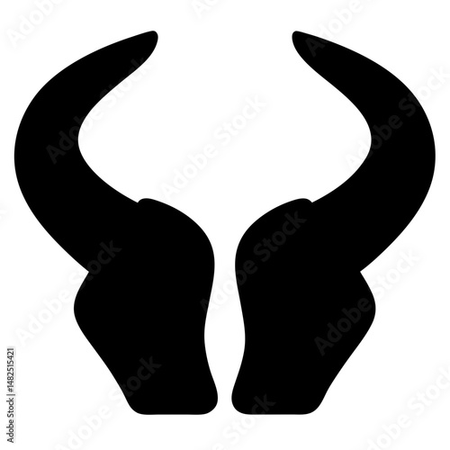 Silhouette of a stylized pair of long curved animal horns