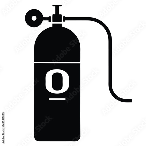 Oxygen tank vector illustration with regulator and medical equipment symbol