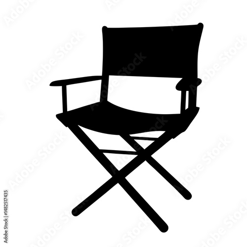 Silhouette of a director's chair isolated on white background studio equipment