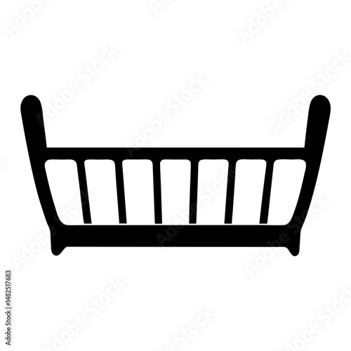 Black and white vector image of a baby cradle bassinet crib
