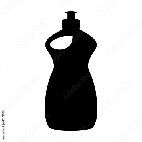 Black silhouette of a dish soap bottle with a handle opening