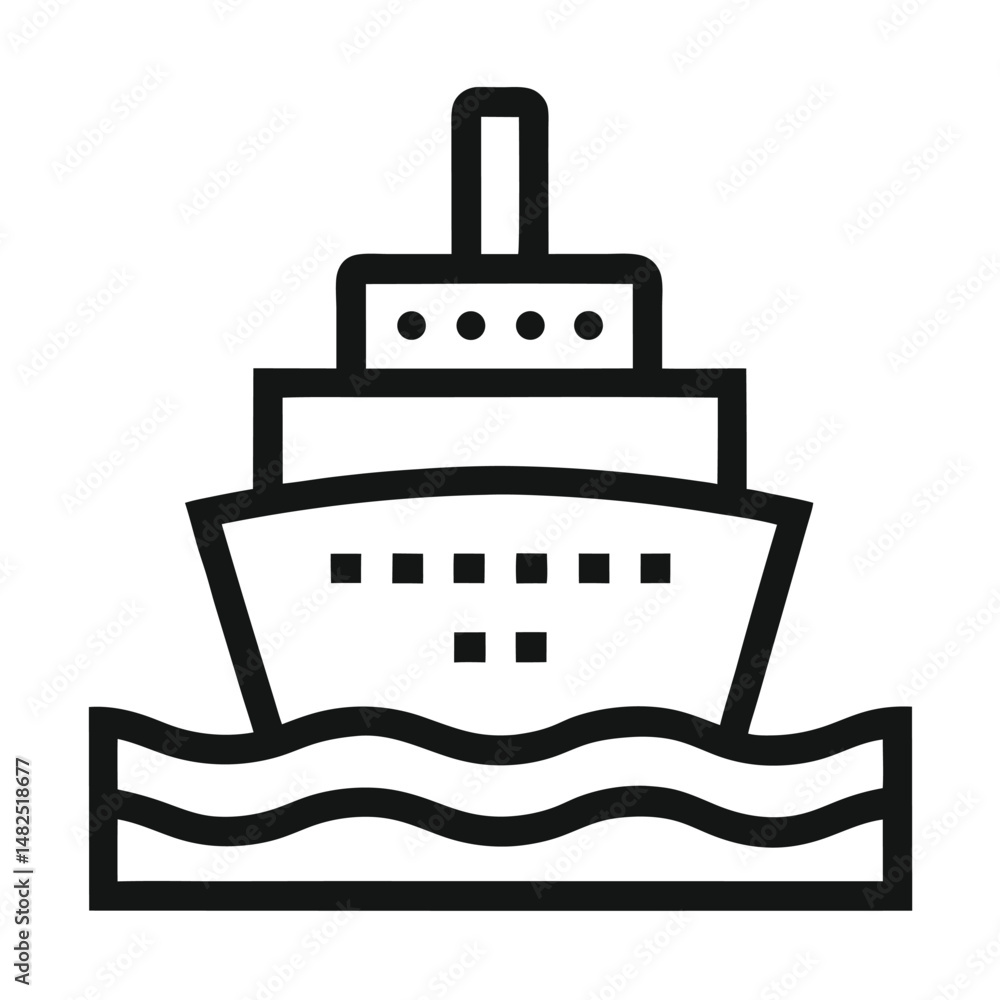 Vector illustration of a simple modern cruise ship sailing on the ocean waves Vector illustration of a simple modern cruise ship sailing on the ocean waves