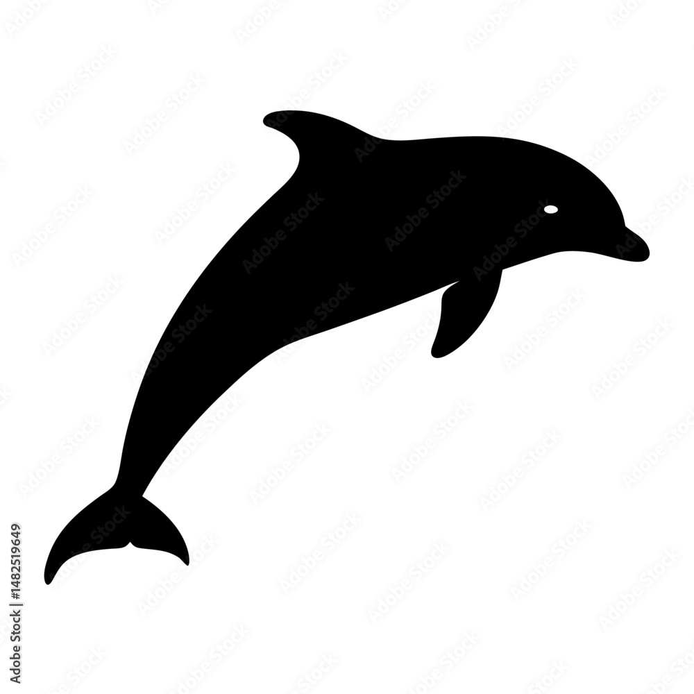 Fototapeta premium Silhouette of a playful dolphin jumping out of the water gracefully