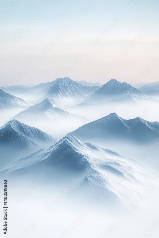 Fototapeta premium Aerial View of Misty Mountain Range