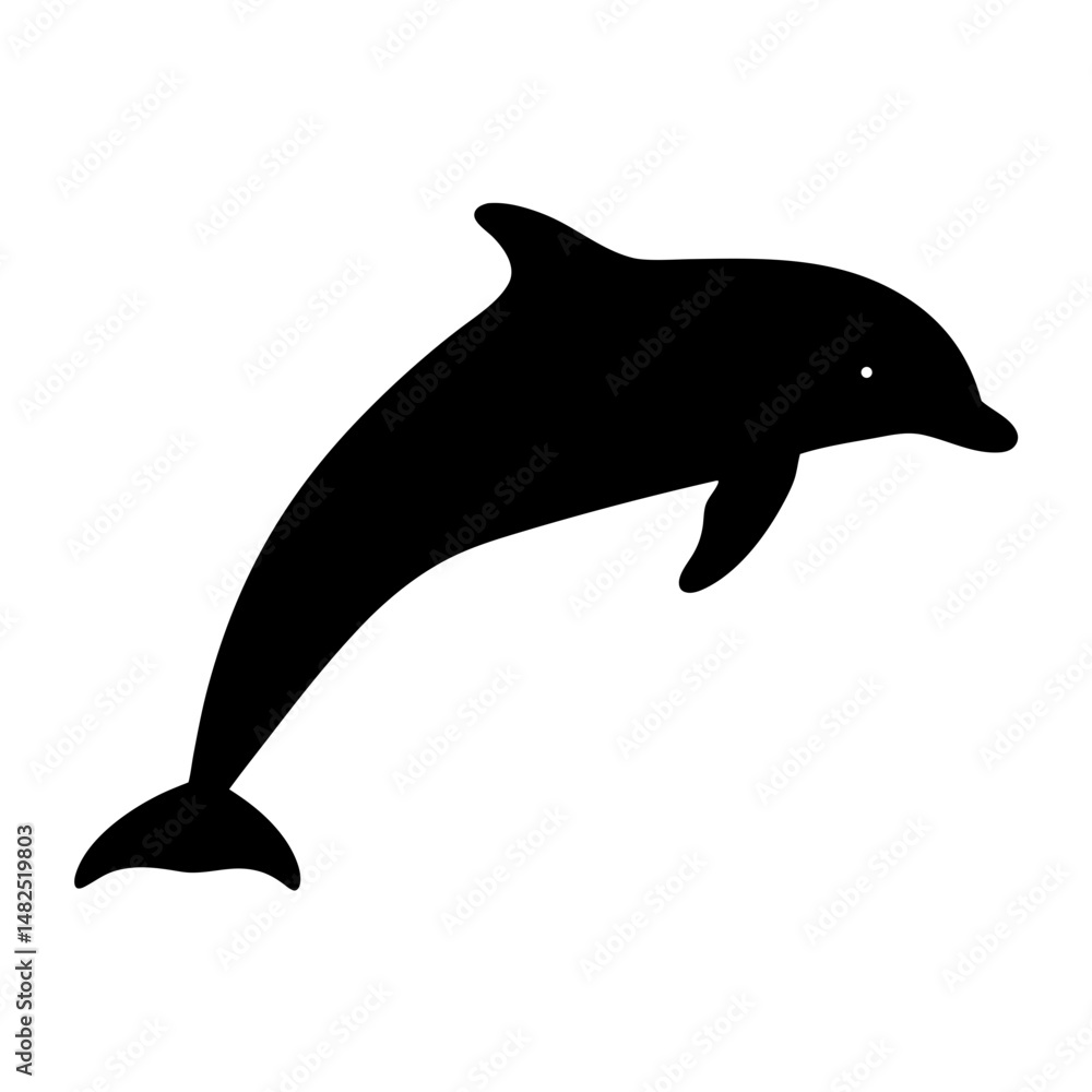 Fototapeta premium Simple Silhouette of a Dolphin Leaping Out of the Water with Joy