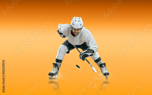 Canvas Print Ice Hockey Players in Action Under Neon Lights
