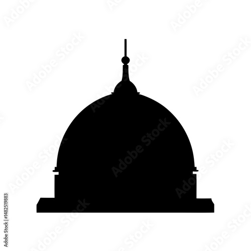 Architectural Silhouette of a Domed Building with a Finial Structure