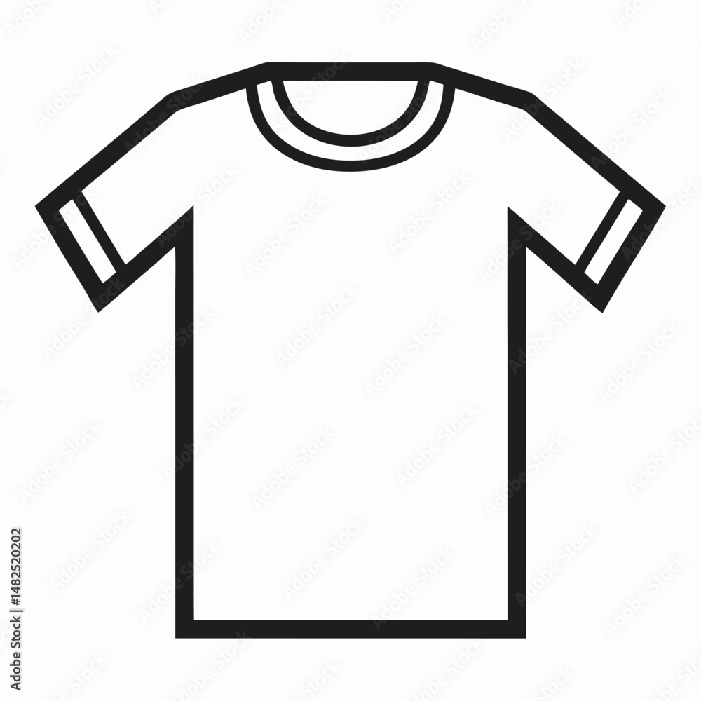 Clean minimalist outline of a standard short sleeved t shirt design Clean minimalist outline of a standard short sleeved t shirt design