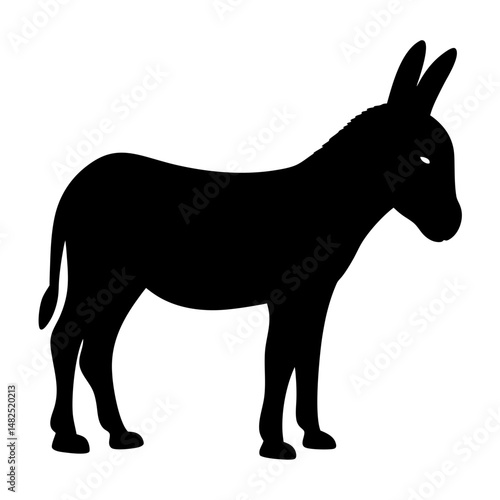 Εκτύπωση καμβά Black silhouette of a donkey standing isolated on white background illustration